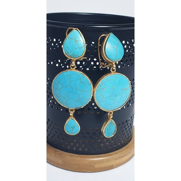 Sky Blue Hanging Earrings - Picture 2 of 2